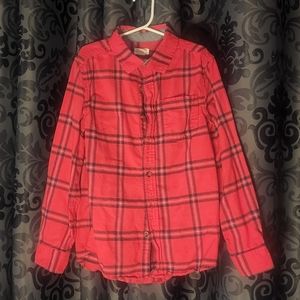 Boy's Red Flannel Long Sleeve Button Up, size Medium 8/10